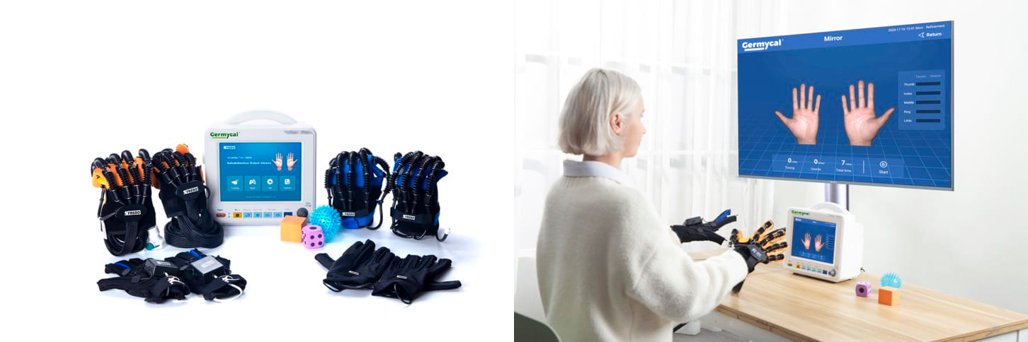 Utilização do robot de reabilitação com ecrã de exercícios